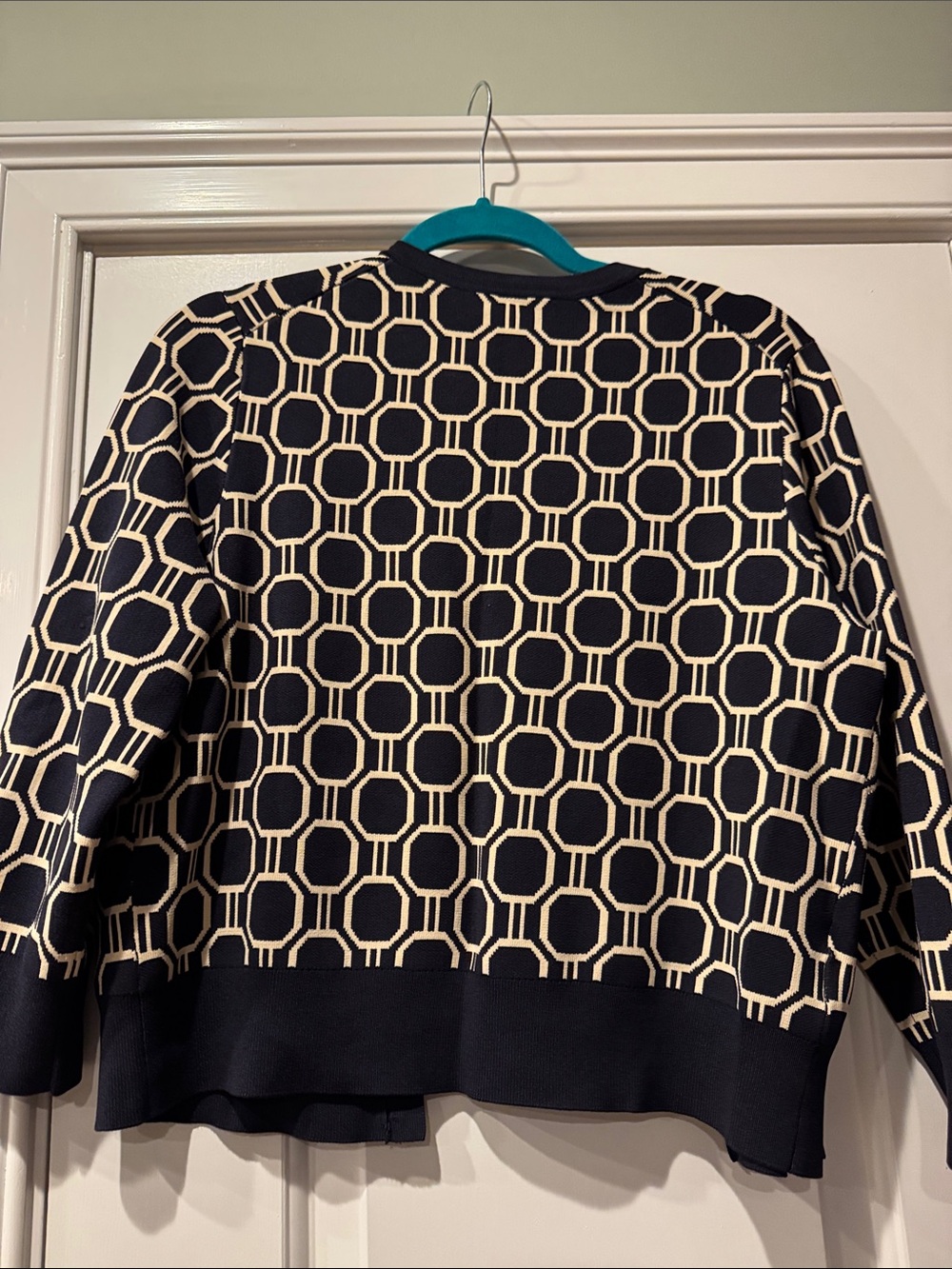 Ann Taylor Navy & Cream Geometric Button-Front Jacket - Picture 4 of 4